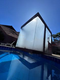 Sauna a vapor panoramica portatil  conjugada com a piscina